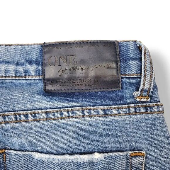 One Teaspoon Freebirds II Low Waist Stretch Fitted Leg Step Hem Zipper Ankle 27 - Picture 9 of 13